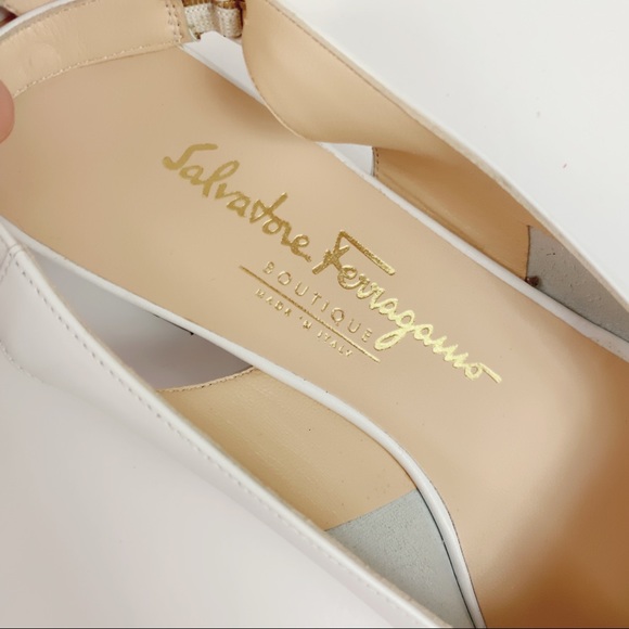 Salvatore Ferragamo White Slingback Sandal Sz 8.5 - Picture 4 of 7